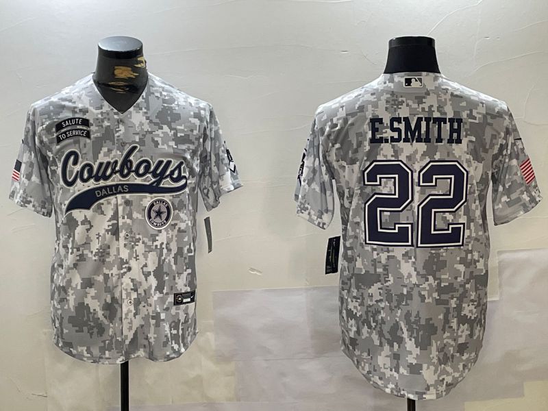 Men Dallas Cowboys #22 E.Smith Nike Arctic Camo 2024 Salute to Service Limited NFL Jersey style 3->dallas cowboys->NFL Jersey